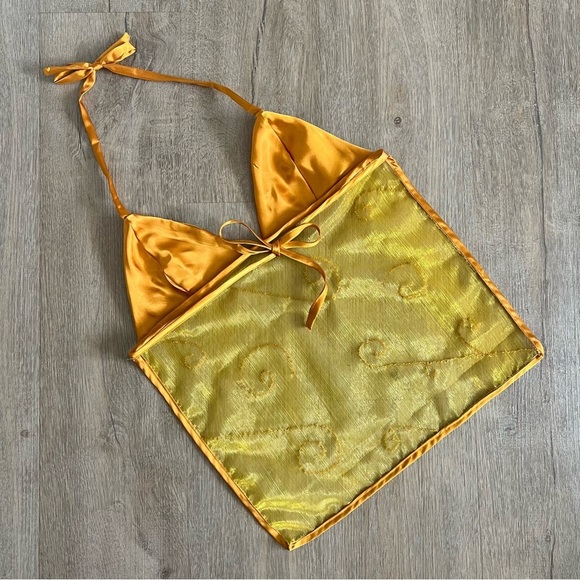 Handmade Y2K Fairycore Goddess Embellished Halter Babydoll Vest Top - Gold - XS - Picture 6 of 9